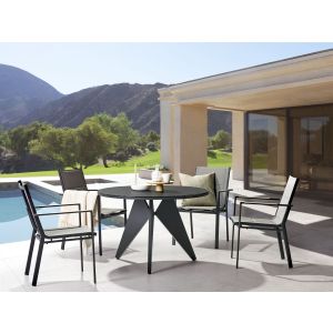 Conjunto de refeição de jardim 4 lugares olmetto/busseto metal preto