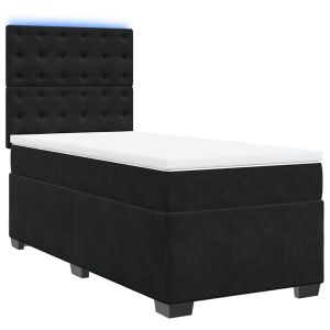vidaXL cama box spring con colchón terciopelo negro 80x200 cm