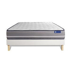Conjunto de estrado branco + colchão actisom actilatex pur (180x190 cm - es