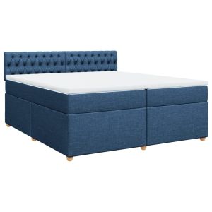 vidaXL cama box spring con colchón tela azul 200x200 cm