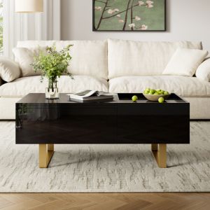 Mesa de centro elevável com arrumação preto 54,5x100x50cm