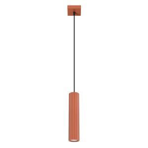 Luminária pendente karbon 1 ocre vermelho alumínio 8x118x8cm
