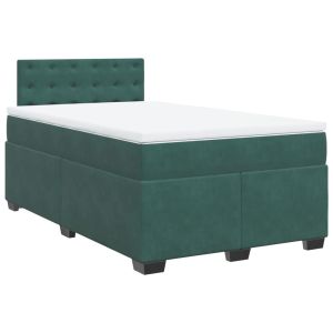 vidaXL cama box spring con colchón terciopelo verde oscuro 120x200 cm