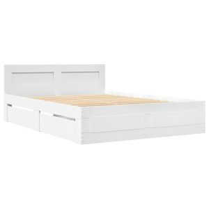vidaXL estructura cama con cabecero madera ingeniería blanco 120x190cm