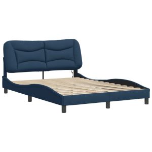vidaXL estructura de cama con LED sin colchón hvar tela azul 140x190 cm