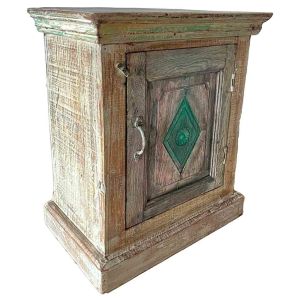 Mesa artesanal em madeira castanha, 49x29x62 cm