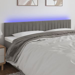 Cabeceira de cama c/luzes LED veludo 160x5x78/88 cm cinza-claro ptob6331