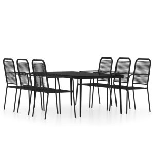 vidaXL juego de comedor de jardín 7 piezas negro
