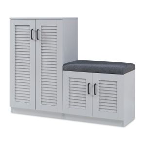 Sapateira løten 4 portas e 9 prateleiras 120x36x97cm cinzento [en.casa]