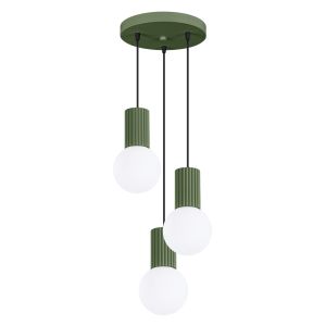 Luminária pendente halo 3 verde oliva alumínio/vidro 25x125x25cm