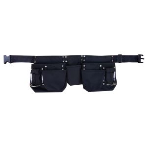 Cinto para ferramentas - poliéster - 11 compartimentos - bolsos rebitados -