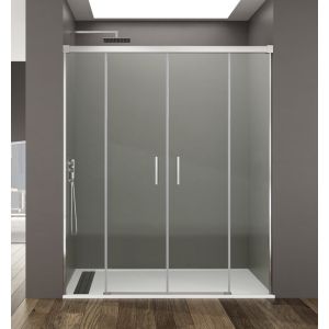 Divisória basic spazio 2 portas + 2 fixos transparente cromado 210 cm