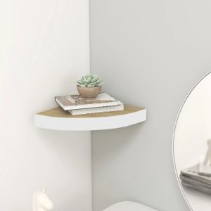 Prateleira de canto parede 35x35x3,8 cm mdf cor carvalho/branco