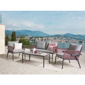 Conjunto de jardim com mesa 4 lugares sciacca metal cinzento