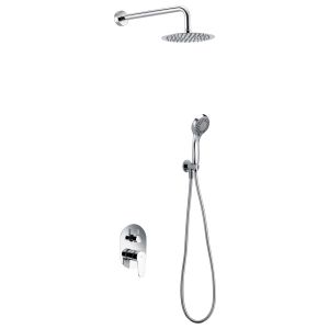 Kit de duche embutido aço-latão cromado misturador 2 vias ø25