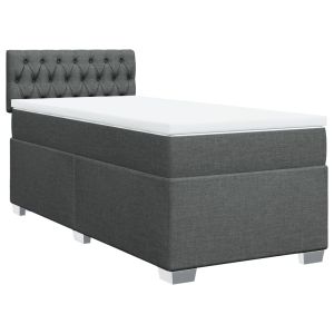vidaXL cama box spring con colchón tela gris oscuro 80x200 cm