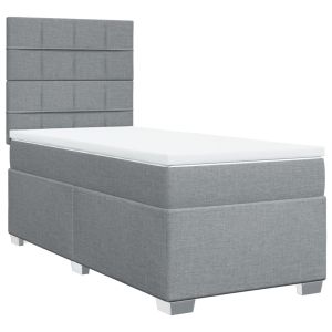 vidaXL cama box spring con colchón tela gris claro 90x190 cm