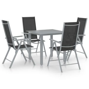 vidaXL set de comedor para jardín 5 piezas aluminio plata y negro