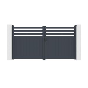 Portão batente elétrico 3m nevis a.160cm cinza + motorização com braço b500