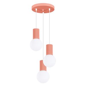 Luminária pendente halo 3 pêssego alumínio/vidro 25x125x25cm
