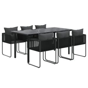 vidaXL juego de comedor para jardín 7 piezas negro