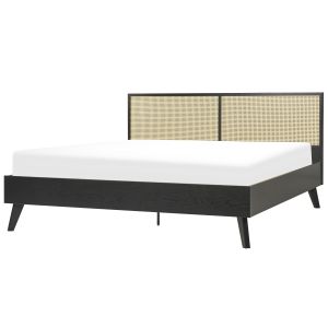 Cama rattan monpazier 180 x 200 cm preto
