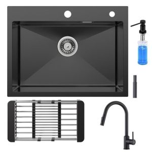 Pia de cozinha - inox - 60x45cm - misturador extraível - dispensador de sab