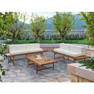 Conjunto lounge madeira de acácia castanho giaveno