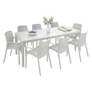 Conjunto de jardim arret com mesa, branco, plástico