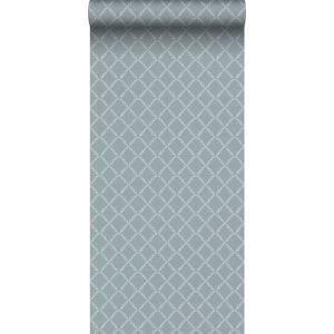 Duro papel de parede motivo losango gradiente azul vintage acinzentado