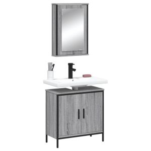 2 pcs conjunto móveis wc derivados de madeira sonoma cinza