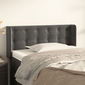 Cabeceira de cama c/ abas veludo 103x16x78/88cm cinzento-escuro ptob2083