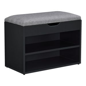 Banco de sapatos gentofte 46 x 60 x 30 cm para 4 pares preto e cinzento