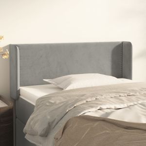 Cabeceira de cama c/ abas veludo 93x16x78/88 cm cinzento-claro ptob6532