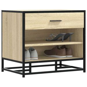 Banco para calçado sonoma carvalho 60x40x53,5 cm madeira metal wf282088