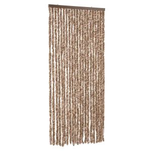 Cortina anti-insetos 90x220 cm chenille bege e castanho-escuro