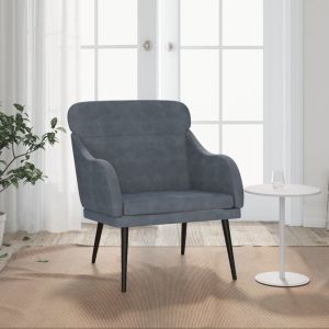 Cadeira c/ apoio de braços 63x76x80 cm veludo cinzento-escuro pt4348
