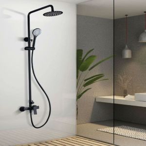 Conjunto chuveiro monocomando luxor preto fosco-imex