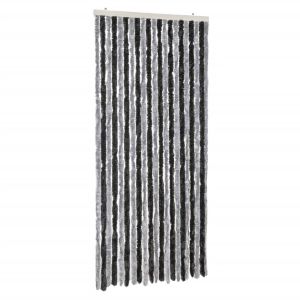 Cortina anti-insetos 90x220 cm chenille cinzento e preto