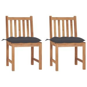 Cadeiras de jardim c/ almofadões 2 pcs teca maciça