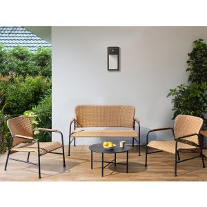 Conjunto de jardim com mesa 4 lugares ofanto rattan sintético natural