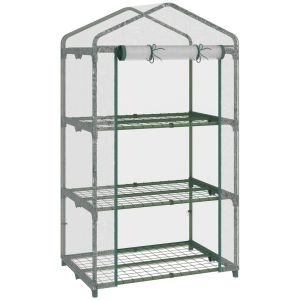 Mini estufa vertical de jardim 69 x 49 x 125 cm metal, PVC transparente