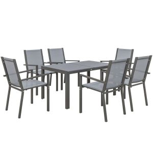 Conjunto de refeição de jardim 150x90x73 cm aço, textilene color gris