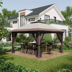 Pavilhão dobrável 4x4 m bege altura regulável proteção uv