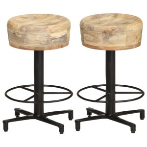 vidaXL taburetes de cocina 2 unidades madera maciza de mango 52 cm