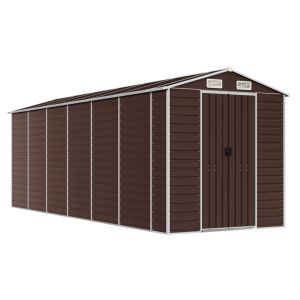 Abrigo de jardim 191x555x198 cm aço galvanizado castanho
