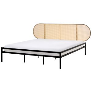 Cama rattan sintético boulin 180 x 200 cm preto
