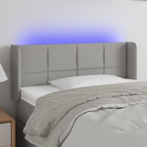 Cabeceira de cama c/ luzes LED tecido 93x16x78/88cm cinza-claro ptob5870