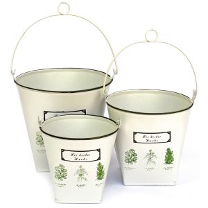 Plantadores de cubos de metal, com 3 cubos variados