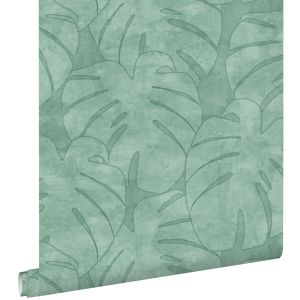Estahome papel de parede folhas de monstera verde menta 53 cm x 10.05 m
